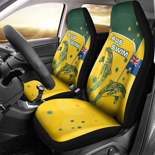 Australia National Swimming Car Seat Cover Tribal Dolphin Indigenous Pattern Art