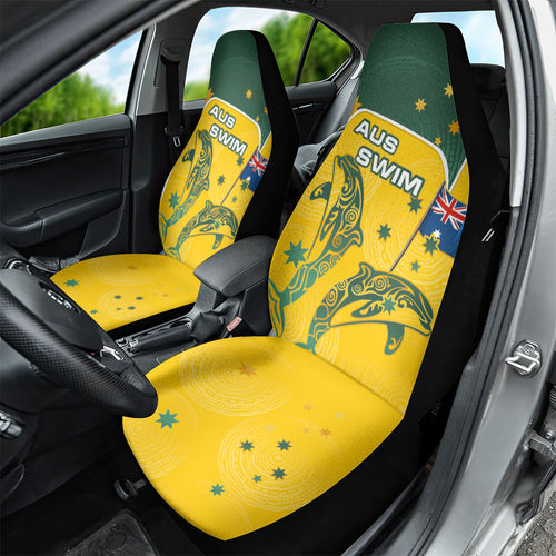 Australia National Swimming Car Seat Cover Tribal Dolphin Indigenous Pattern Art