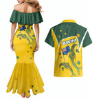 Australia National Swimming Couples Matching Mermaid Dress and Hawaiian Shirt Tribal Dolphin Indigenous Pattern Art