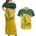 Australia National Swimming Couples Matching Off Shoulder Maxi Dress and Hawaiian Shirt Tribal Dolphin Indigenous Pattern Art