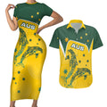 Australia National Swimming Couples Matching Short Sleeve Bodycon Dress and Hawaiian Shirt Tribal Dolphin Indigenous Pattern Art
