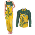 Australia National Swimming Couples Matching Tank Maxi Dress and Long Sleeve Button Shirt Tribal Dolphin Indigenous Pattern Art