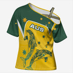 Australia National Swimming Cross Shoulder Shirt Tribal Dolphin Indigenous Pattern Art