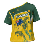 Australia National Swimming Cross Shoulder Shirt Tribal Dolphin Indigenous Pattern Art
