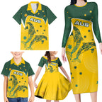Australia National Swimming Family Matching Long Sleeve Bodycon Dress and Hawaiian Shirt Tribal Dolphin Indigenous Pattern Art