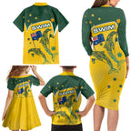 Australia National Swimming Family Matching Long Sleeve Bodycon Dress and Hawaiian Shirt Tribal Dolphin Indigenous Pattern Art