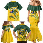 Australia National Swimming Family Matching Mermaid Dress and Hawaiian Shirt Tribal Dolphin Indigenous Pattern Art