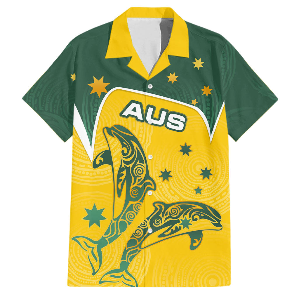 Australia National Swimming Family Matching Mermaid Dress and Hawaiian Shirt Tribal Dolphin Indigenous Pattern Art