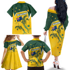 Australia National Swimming Family Matching Off The Shoulder Long Sleeve Dress and Hawaiian Shirt Tribal Dolphin Indigenous Pattern Art