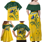 Australia National Swimming Family Matching Off Shoulder Maxi Dress and Hawaiian Shirt Tribal Dolphin Indigenous Pattern Art