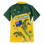 Australia National Swimming Family Matching Off Shoulder Maxi Dress and Hawaiian Shirt Tribal Dolphin Indigenous Pattern Art