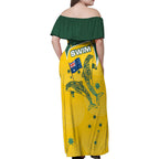 Australia National Swimming Family Matching Off Shoulder Maxi Dress and Hawaiian Shirt Tribal Dolphin Indigenous Pattern Art