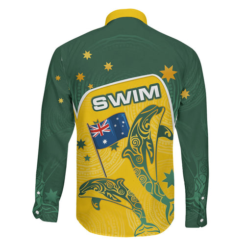 Australia National Swimming Family Matching Tank Maxi Dress and Hawaiian Shirt Tribal Dolphin Indigenous Pattern Art