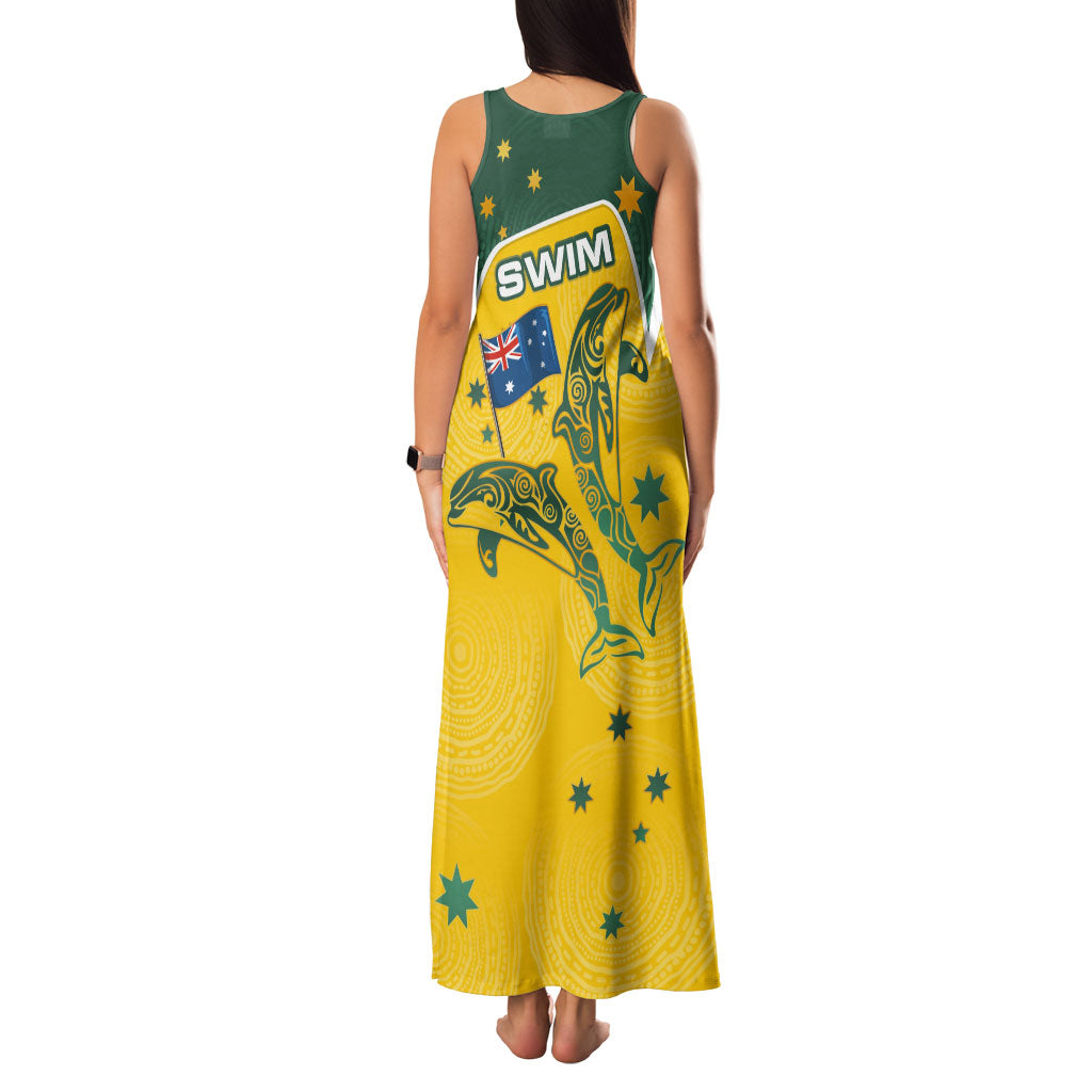 Australia National Swimming Family Matching Tank Maxi Dress and Hawaiian Shirt Tribal Dolphin Indigenous Pattern Art