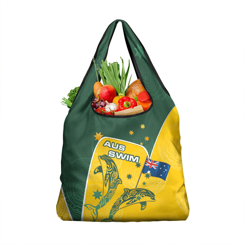 Australia National Swimming Grocery Bag Tribal Dolphin Indigenous Pattern Art