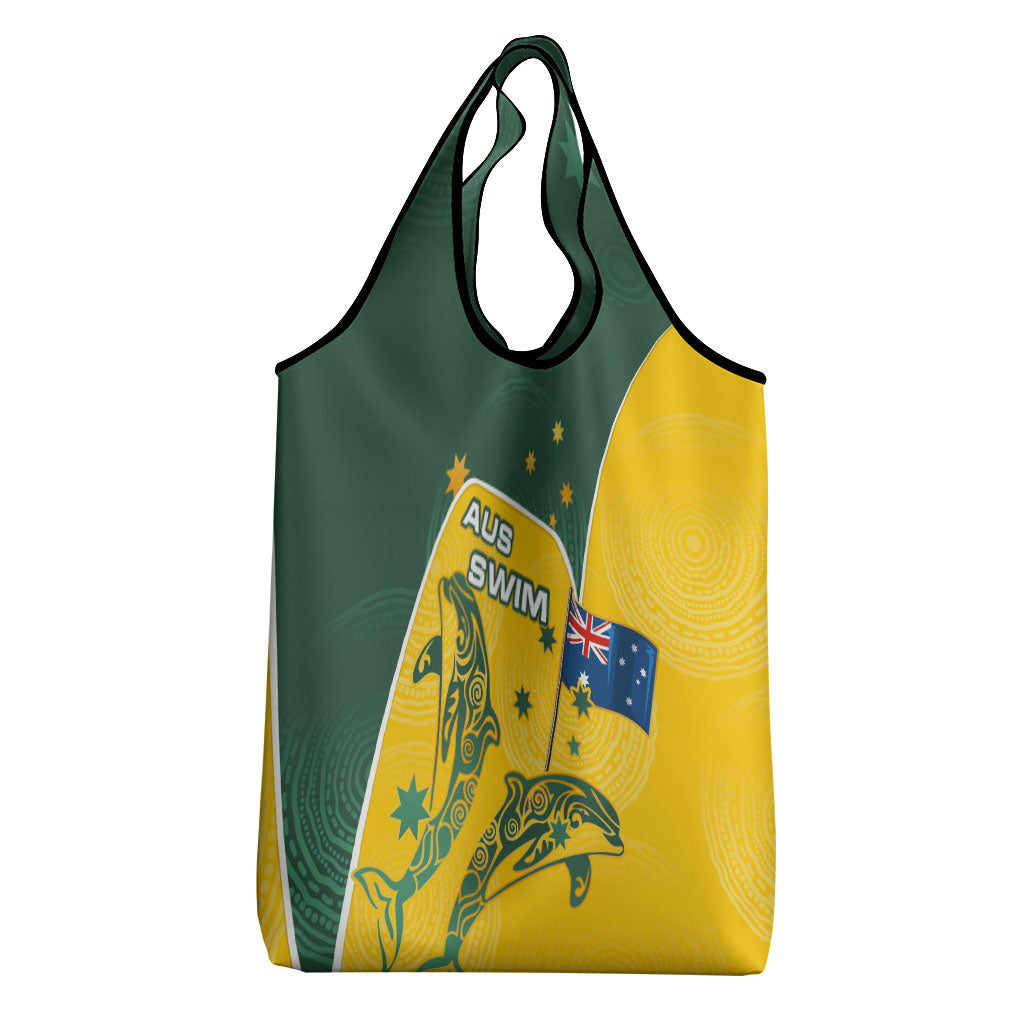 Australia National Swimming Grocery Bag Tribal Dolphin Indigenous Pattern Art