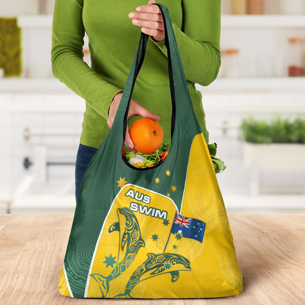 Australia National Swimming Grocery Bag Tribal Dolphin Indigenous Pattern Art
