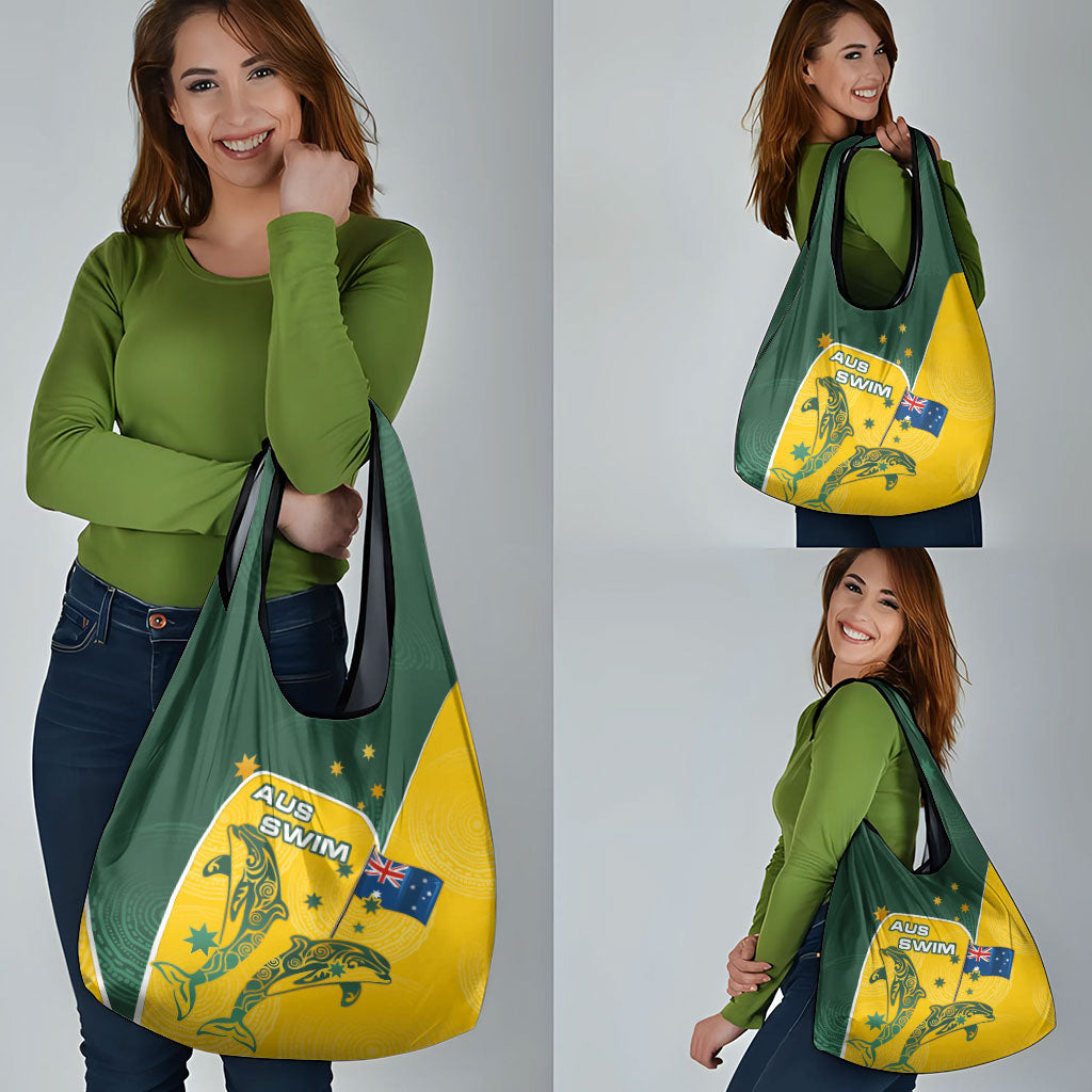 Australia National Swimming Grocery Bag Tribal Dolphin Indigenous Pattern Art