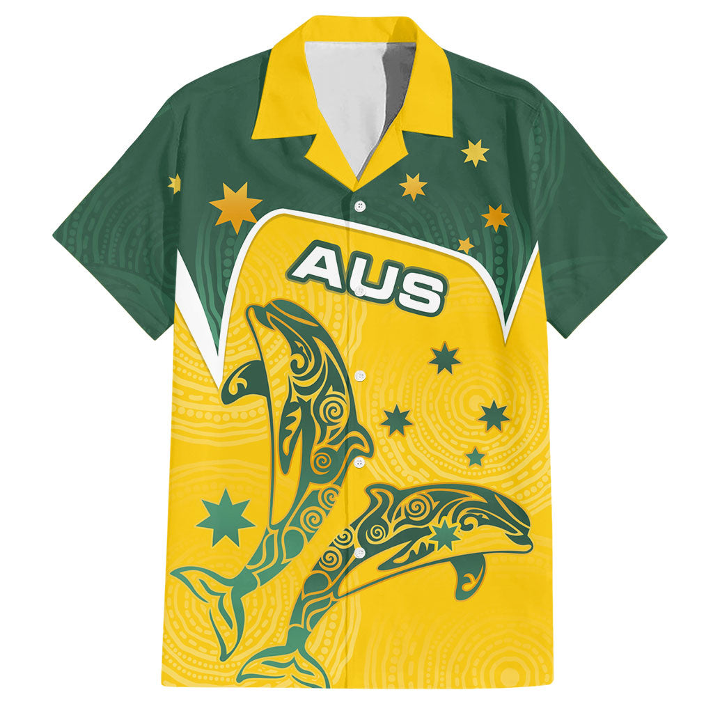 Australia National Swimming Hawaiian Shirt Tribal Dolphin Indigenous Pattern Art