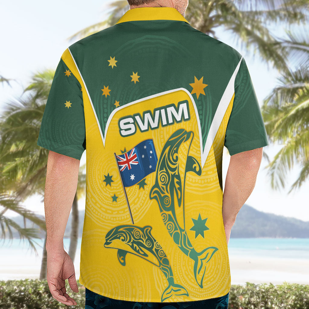 Australia National Swimming Hawaiian Shirt Tribal Dolphin Indigenous Pattern Art