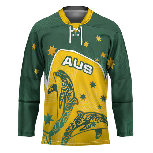 Australia National Swimming Hockey Jersey Tribal Dolphin Indigenous Pattern Art