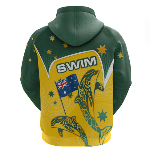 Australia National Swimming Hoodie Tribal Dolphin Indigenous Pattern Art