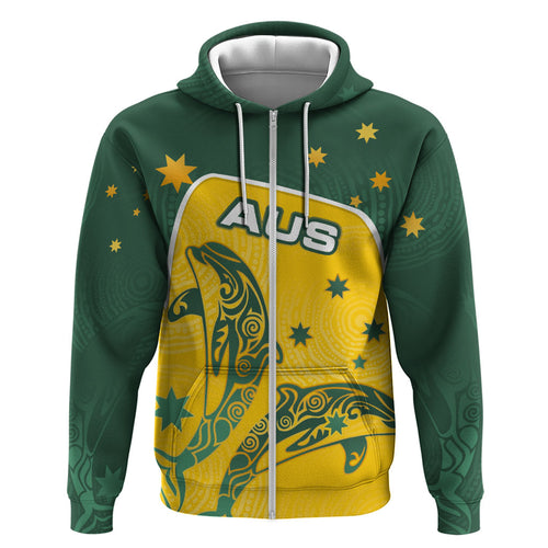Australia National Swimming Hoodie Tribal Dolphin Indigenous Pattern Art