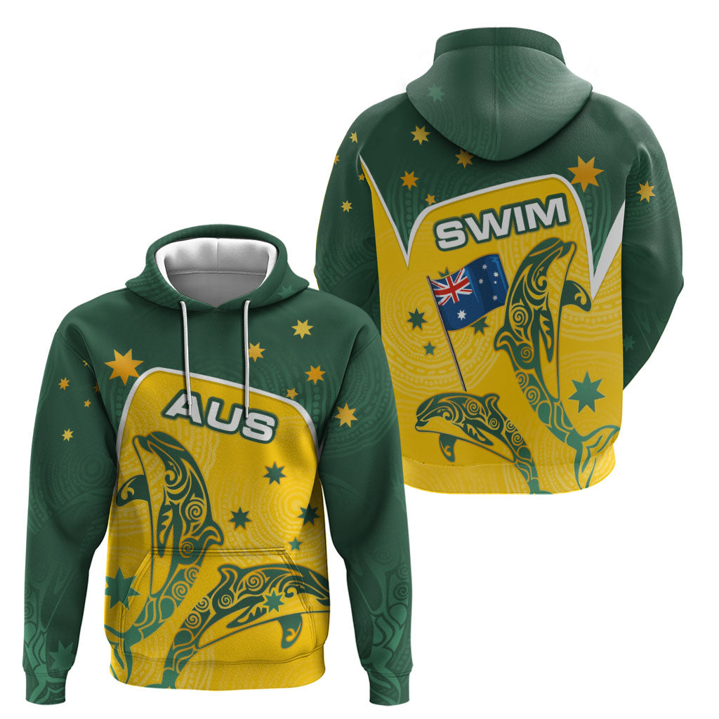 Australia National Swimming Hoodie Tribal Dolphin Indigenous Pattern Art