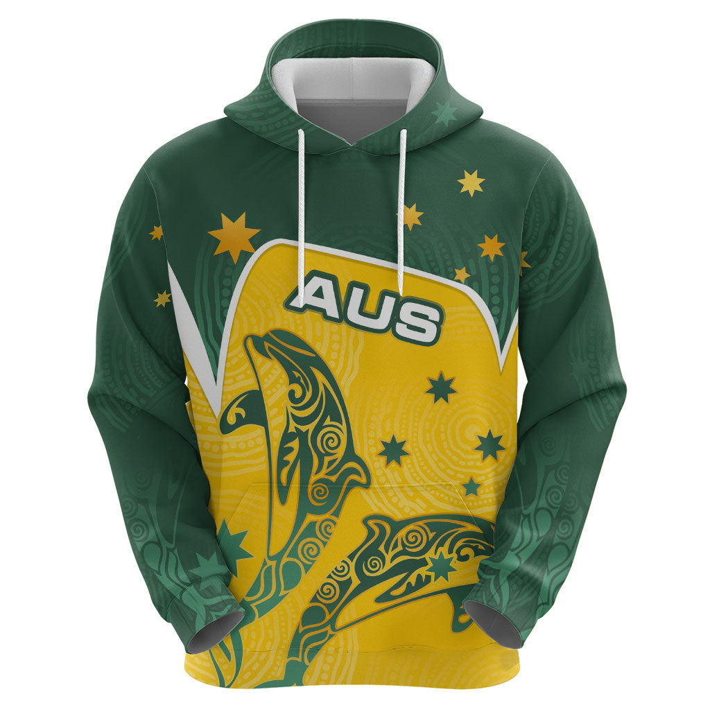 Australia National Swimming Hoodie Tribal Dolphin Indigenous Pattern Art