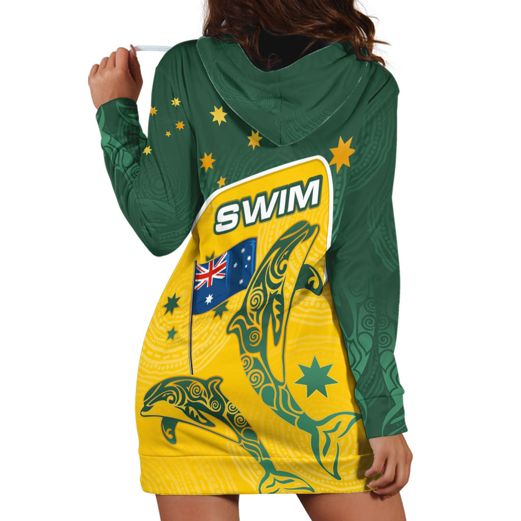 Australia National Swimming Hoodie Dress Tribal Dolphin Indigenous Pattern Art