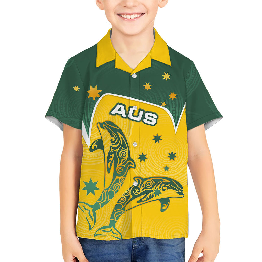 Australia National Swimming Kid Hawaiian Shirt Tribal Dolphin Indigenous Pattern Art