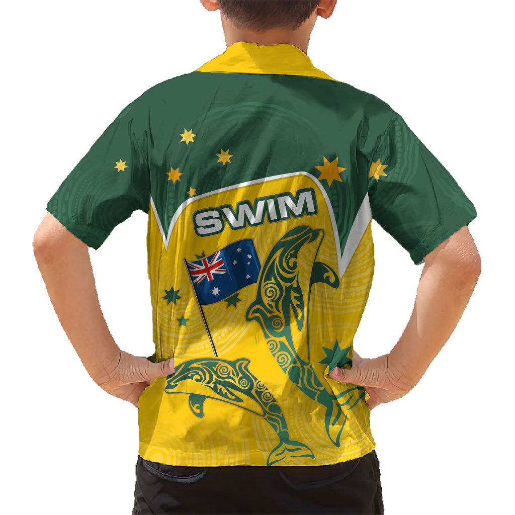 Australia National Swimming Kid Hawaiian Shirt Tribal Dolphin Indigenous Pattern Art