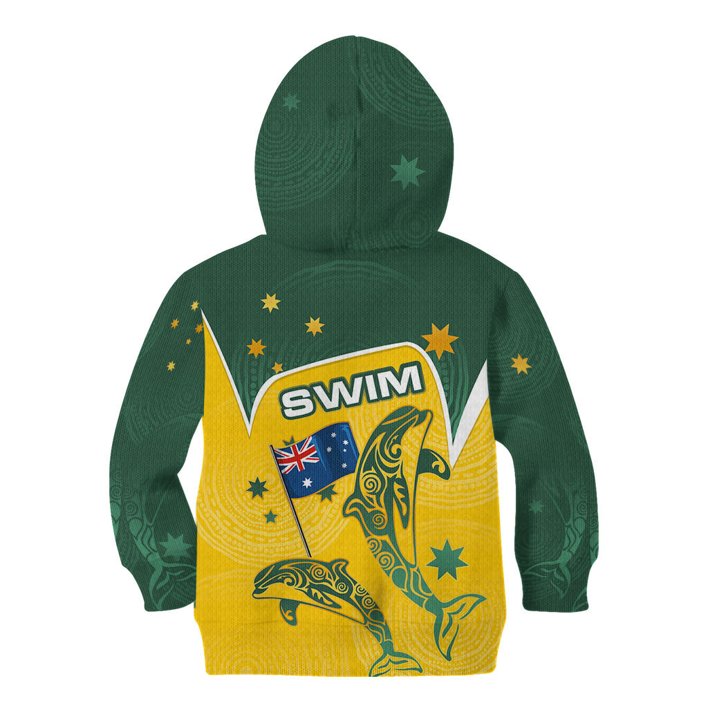 Australia National Swimming Kid Hoodie Tribal Dolphin Indigenous Pattern Art