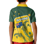 Australia National Swimming Kid Polo Shirt Tribal Dolphin Indigenous Pattern Art