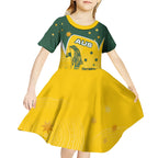 Australia National Swimming Kid Short Sleeve Dress Tribal Dolphin Indigenous Pattern Art