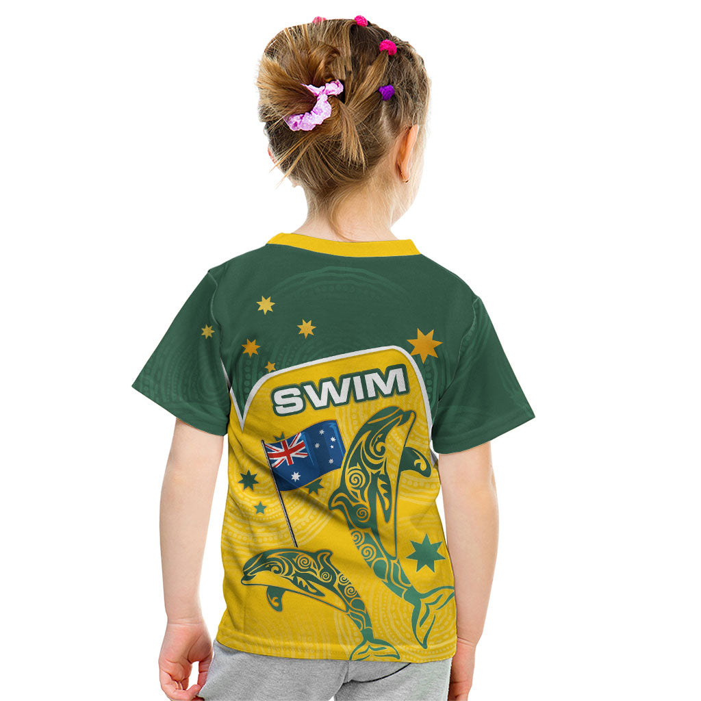 Australia National Swimming Kid T Shirt Tribal Dolphin Indigenous Pattern Art