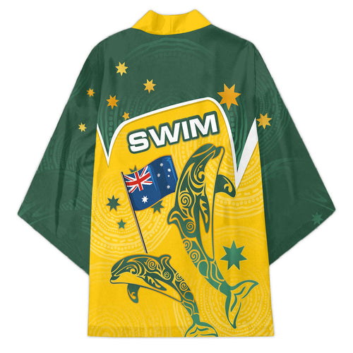 Australia National Swimming Kimono Tribal Dolphin Indigenous Pattern Art