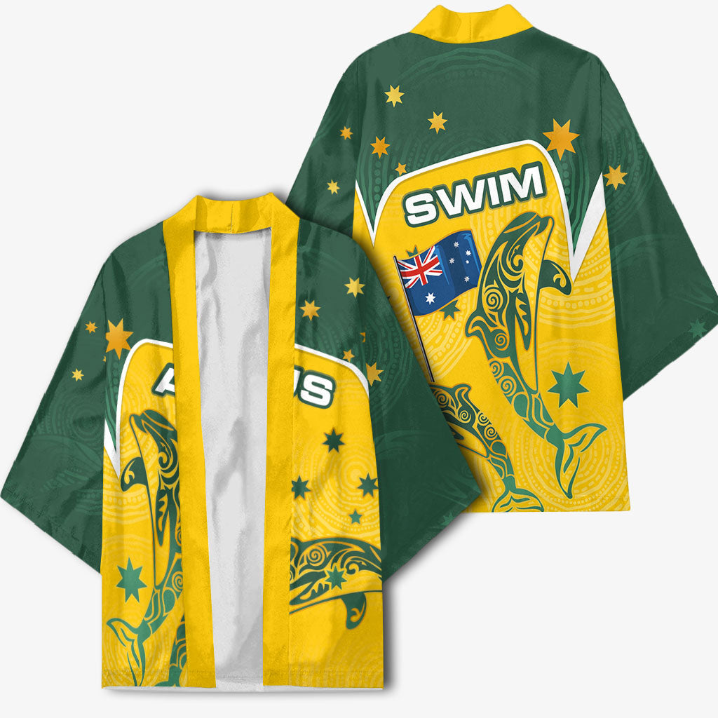 Australia National Swimming Kimono Tribal Dolphin Indigenous Pattern Art