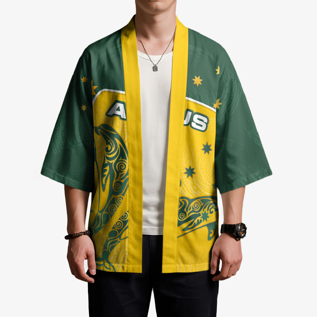 Australia National Swimming Kimono Tribal Dolphin Indigenous Pattern Art