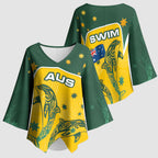Australia National Swimming Kimono Sleeve Blouse Tribal Dolphin Indigenous Pattern Art