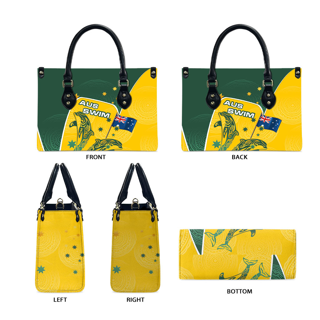 Australia National Swimming Leather Bag Tribal Dolphin Indigenous Pattern Art