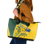 Australia National Swimming Leather Tote Bag Tribal Dolphin Indigenous Pattern Art