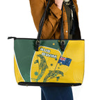 Australia National Swimming Leather Tote Bag Tribal Dolphin Indigenous Pattern Art