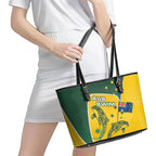Australia National Swimming Leather Tote Bag Tribal Dolphin Indigenous Pattern Art
