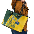 Australia National Swimming Leather Tote Bag Tribal Dolphin Indigenous Pattern Art