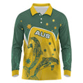 Australia National Swimming Long Sleeve Polo Shirt Tribal Dolphin Indigenous Pattern Art