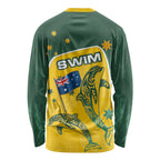 Australia National Swimming Long Sleeve Shirt Tribal Dolphin Indigenous Pattern Art