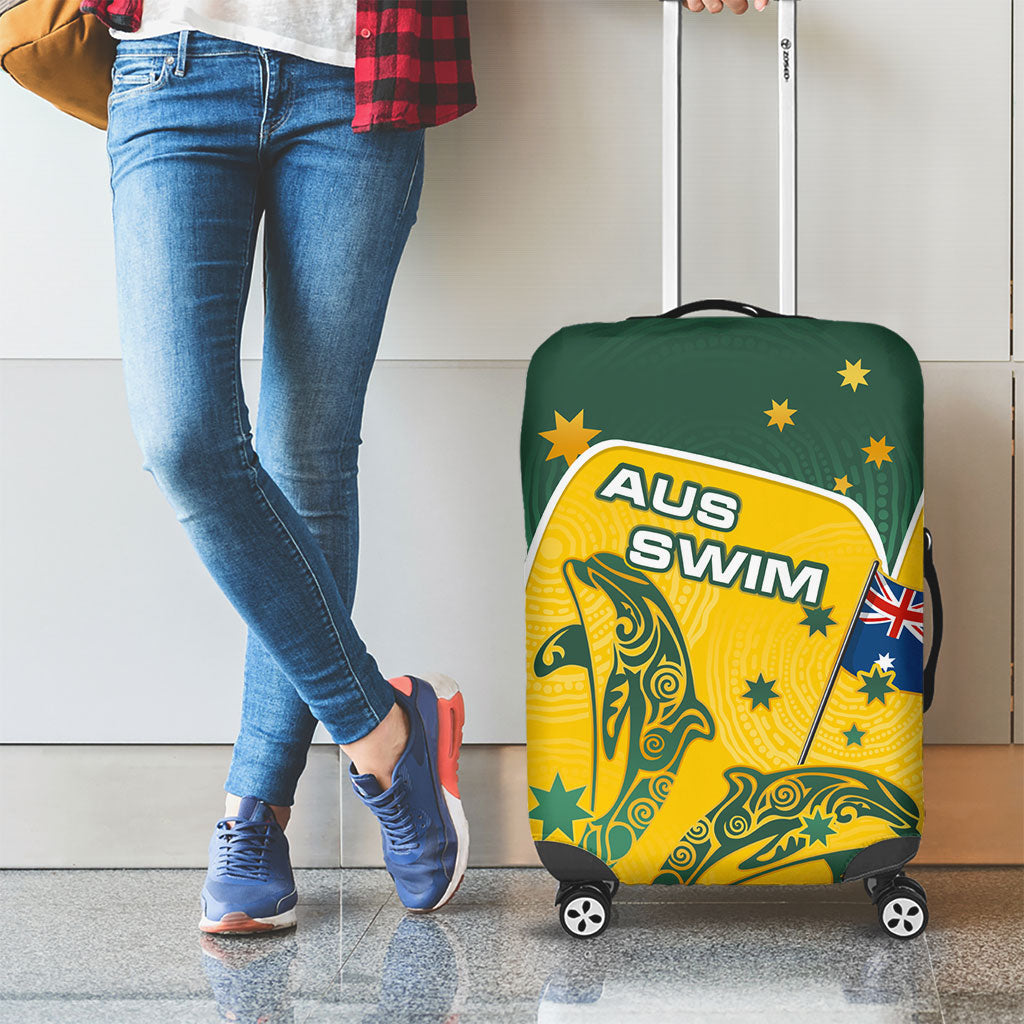 Australia National Swimming Luggage Cover Tribal Dolphin Indigenous Pattern Art