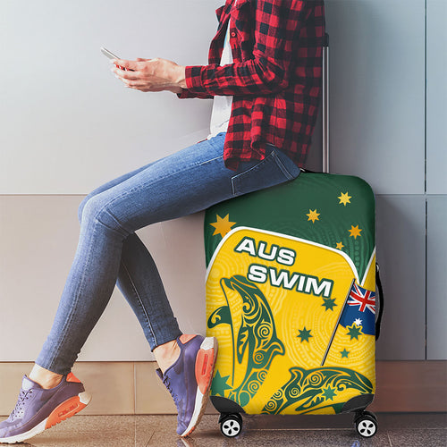 Australia National Swimming Luggage Cover Tribal Dolphin Indigenous Pattern Art