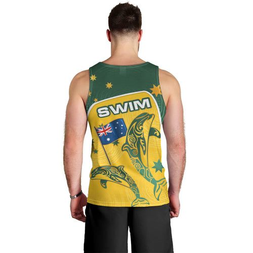 Australia National Swimming Men Tank Top Tribal Dolphin Indigenous Pattern Art